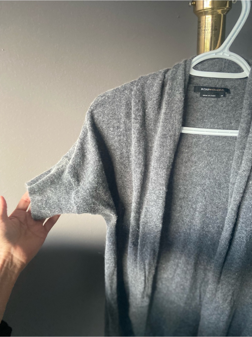 BCBGMaxAzria Charcoal Gray Short-Sleeve Open Cardigan